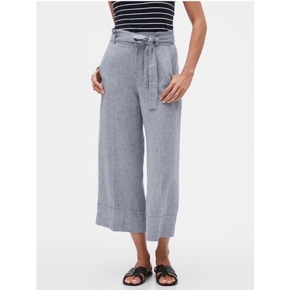 Banana Republic Blue Linen Blend Blake Crop Pants Size 8